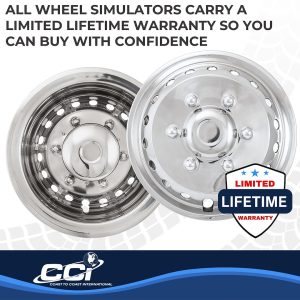 Coast to Coast Wheel Simulator, Fits 16 Inch Dual Rear Steel Wheels, Front and Rear, Polished, Stainless Steel, Snap on – IWCN16S12