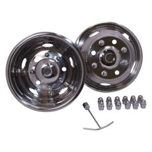 Coast to Coast Wheel Simulator, Fits 17 Inch Wheels, Front and Rear, Polished, Stainless Steel, Bolt-On, 8 Lug, 5 Hand Holes, Set of 4 – IWCN17G11