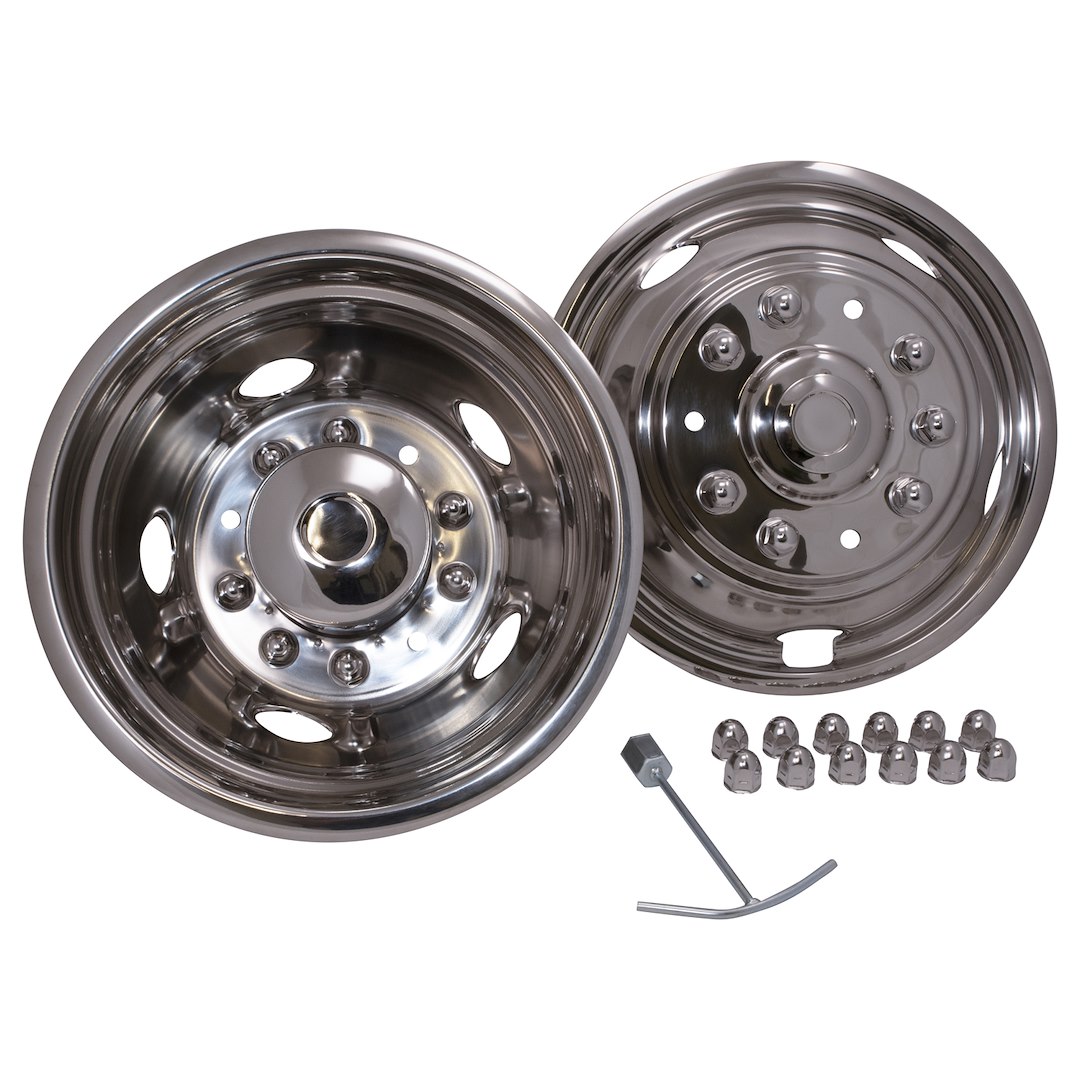 Coast to Coast Wheel Simulator, Fits 19-1/2 Inch Wheels, Front and Rear, Polished, Stainless Steel, Bolt-On, 10 Lug, 5 Hand Hole – IWCN195F05