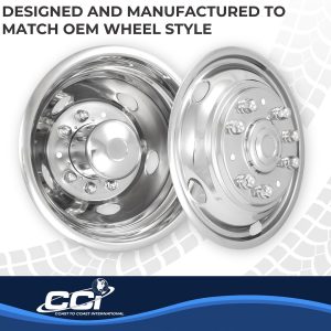 Coast to Coast Wheel Simulator, Fits 19-1/2 Inch Dual Rear Steel Wheels, Front and Rear, Polished, Stainless Steel, Bolt on – IWCN195F99