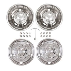 Coast to Coast Wheel Simulator, Fits 19-1/2 Inch Dual Rear Steel Wheels, Front and Rear, Polished, Stainless Steel, Bolt on – IWCN195F99