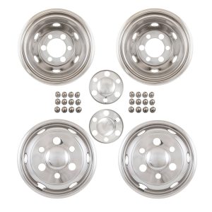 Coast to Coast Wheel Simulator, Fits 19-1/2 Inch Dual Rear Steel Wheels, Front and Rear, Polished, Stainless Steel, Bolt on – IWCN195I90