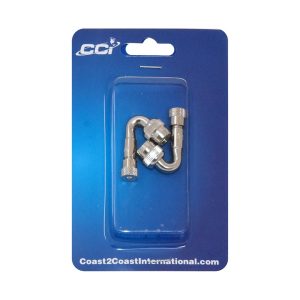 Coast to Coast Valve Stem Extension, For Inner and Outer Wheels, 1.18 Inch Length, 135 Degree, Stainless Steel, Polished, Silver, With Cap – IWCN8135K