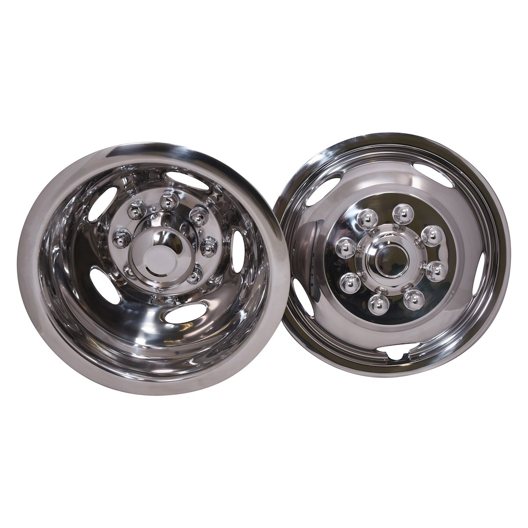 Coast to Coast Wheel Simulator, Fits 17 Inch Wheels, Polished, Stainless Steel, Snap on, 8 Lug/ 5 Hand Holes, Set of 4 – IWCN817XN