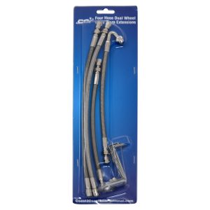 Coast to Coast Valve Stem Extension, For Inner and Outer Wheels, 10 Inch or 13 Inch Length, Braided Stainless Steel Hose, Polished, Silver – IWCN9000K