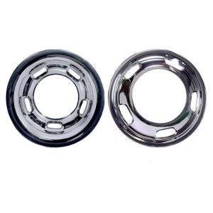 Coast to Coast Wheel Simulator, Fits 17 Inch Wheels, Plated, Chrome, ABS Plastic, Push-On Retention, 5 Hand Holes, Set of 4 – IWCN9010