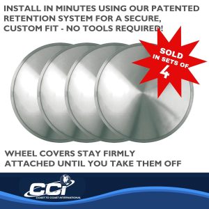 Coast to Coast Wheel Cover, 15 Inch, Full Solid Cover, Stainless Steel, Set of 4 – IWCRD15