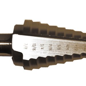 Century Dril Drill Bit, Step Bit for Use with Metal/ Plastic/ Wood Up to 1/8 Inch Thick, 12 Steps from 3/16 Inch to 7/8 Inch, Zirconium, Steel – 27203