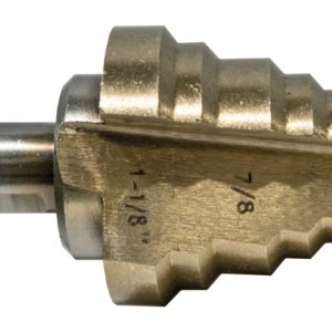 Century Dril Drill Bit, Step Bit for Use with Metal and Plastic for 1/2 Inch to 3/4 Inch Knockouts, 2 Steps from 7/8 Inch to 1-1/8 Inch – 27205