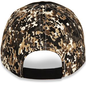 Checkered Fl Hat, Baseball Cap, Black Front Face and Brim/ Green Digital Camouflage Back of Hat/ White Text/ White Stitching – G1882
