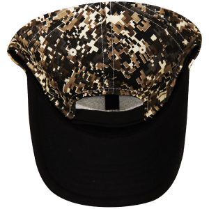 Checkered Fl Hat, Baseball Cap, Black Front Face and Brim/ Green Digital Camouflage Back of Hat/ White Text/ White Stitching – G1882
