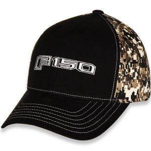 Checkered Fl Hat, Baseball Cap, Black Front Face and Brim/ Green Digital Camouflage Back of Hat/ White Text/ White Stitching – G1882