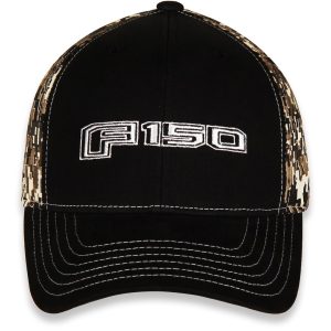 Checkered Fl Hat, Baseball Cap, Black Front Face and Brim/ Green Digital Camouflage Back of Hat/ White Text/ White Stitching – G1882