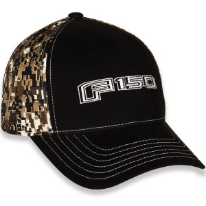 Checkered Fl Hat, Baseball Cap, Black Front Face and Brim/ Green Digital Camouflage Back of Hat/ White Text/ White Stitching – G1882