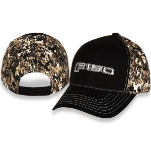 Checkered Fl Hat, Baseball Cap, Black Front Face and Brim/ Green Digital Camouflage Back of Hat/ White Text/ White Stitching – G1882
