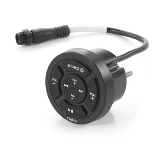Clarion Radio Remote Control, 60 Millimeter Diameter, Circular, IP67-Rated, Wired Remote Control with Backlit Rubberized Buttons – 010-03226-00