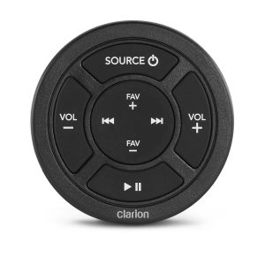 Clarion Radio Remote Control, 60 Millimeter Diameter, Circular, IP67-Rated, Wired Remote Control with Backlit Rubberized Buttons – 010-03226-00