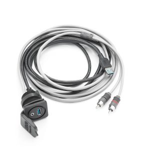Clarion USB Outlet, USB Port & 3.5MM Mini Aux Audio Jack for Panel-Mounting, USB 2.0 & 3.0. Aux Input Splits Into Two Rcs Plugs. – CMC-USB/3.5MM-PNL