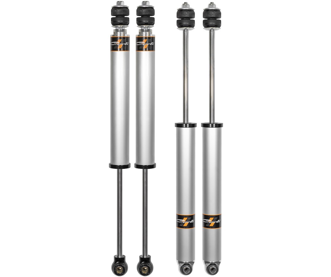 Carli Suspen Shock Absorber, Spec 2.0, Hydraulic, Non-Adjustable Valving, Without Shock Boots, Silver/ Black, Set of 4 – AS-DLVLSPKG-CS20IFP-A