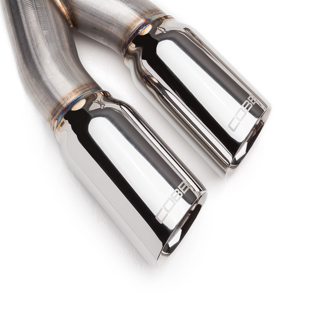 Cobb Tuning Exhaust System Kit, Cat-Back System, Stainless Steel, With Muffler, 3 Inch Pipe Diameter, Single Exhaust with Dual Exit – 5F2100