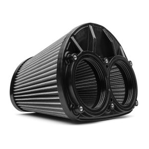 Cobb Tuning Cold Air Intake, Wrinkle Black Powder Coated Mandrel Bent Tube, High Flow Dual Inlet Tapered Oval Filter – 7F2125