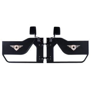 Combat Offrd Door, Mission, Tubular Lower Half, Powder Coated, Black, Steel, Set of 2 – 15-1046