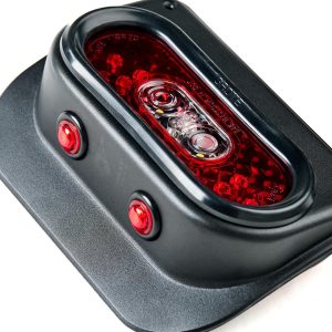 Combat Offrd Tail Light Assembly, Tail Gunner Armor, Clear/ Red Lens, Powder Coated Black Aluminum Housing, LED, White Bulb, Set of 2 – 15-1050