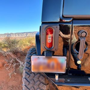 Combat Offrd Tail Light Assembly, Tail Gunner Armor, Clear/ Red Lens, Powder Coated Black Aluminum Housing, LED, White Bulb, Set of 2 – 15-1050