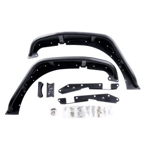 Combat Offrd Fender Flare, Full Assault, Flat Style, 9 Inch Tire Coverage, Black, Aluminum, Set of 2 – 15-1076