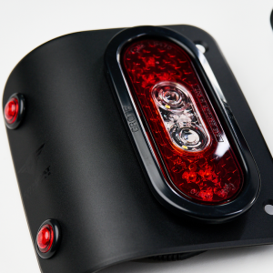 Combat Offrd Tail Light Assembly, Tail Gunner Armor, Clear/ Red Lens, Powder Coated Black Aluminum Housing, LED, White Bulb, Set of 2 – 25-1050