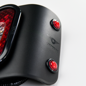 Combat Offrd Tail Light Assembly, Tail Gunner Armor, Clear/ Red Lens, Powder Coated Black Aluminum Housing, LED, White Bulb, Set of 2 – 25-1050