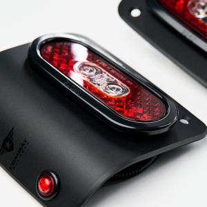 Combat Offrd Tail Light Assembly, Tail Gunner Armor, Clear/ Red Lens, Powder Coated Black Aluminum Housing, LED, White Bulb, Set of 2 – 25-1050