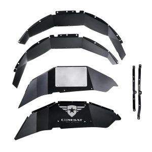 Combat Offrd Fender Well Liner, Battle Ready, Powder Coated, Black, Aluminum, Set of 2, With Stainless Steel Hardware – 25-1069