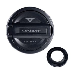 Combat Offrd Fuel Door, Riveted Ring, Powder Coated Black Aluminum/ Plastic, Non-Locking – 25-1070