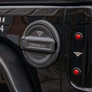 Combat Offrd Fuel Door, Riveted Ring, Powder Coated Black Aluminum/ Plastic, Non-Locking – 25-1070