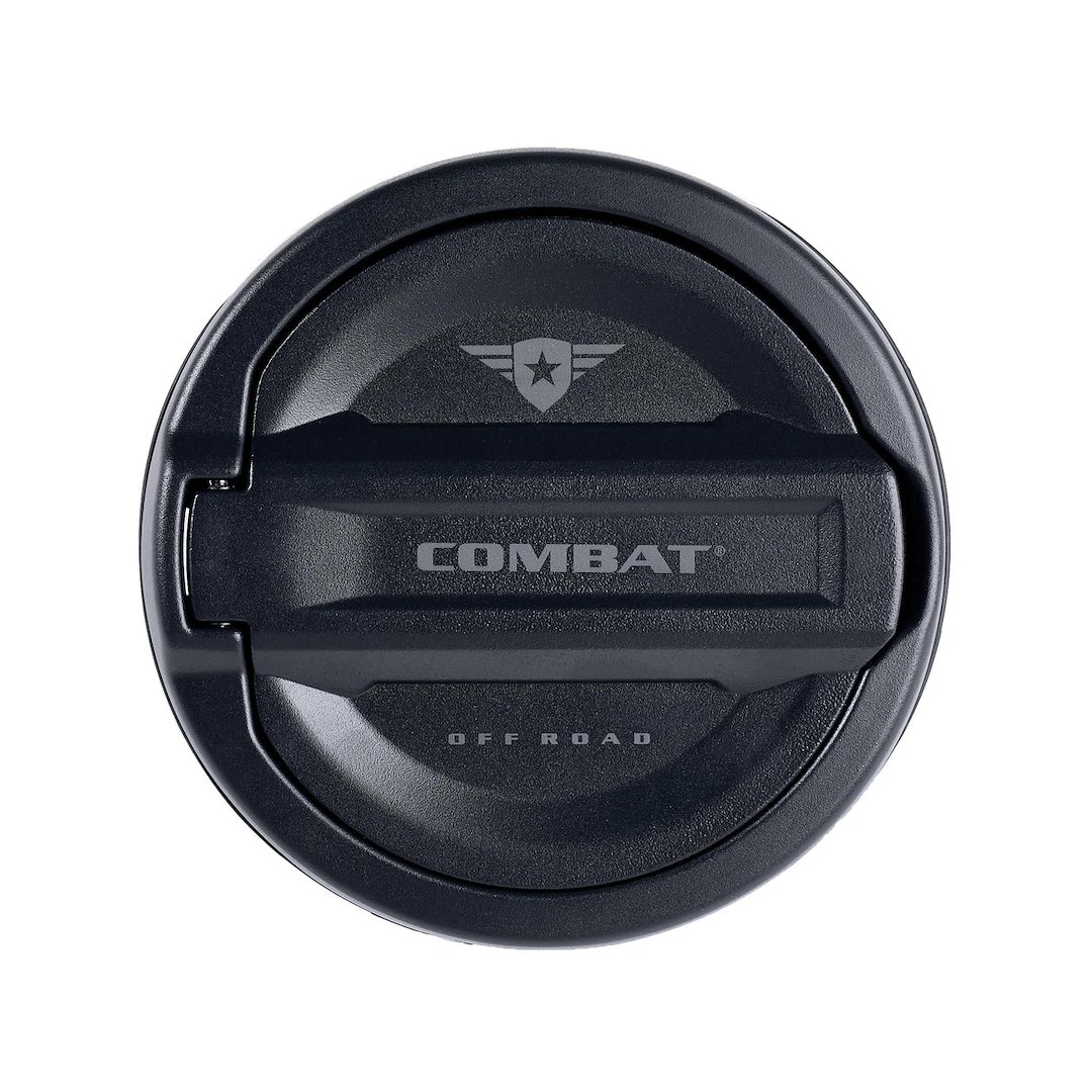 Combat Offrd Fuel Door, Riveted Ring, Powder Coated Black Aluminum/ Plastic, Non-Locking – 25-1070