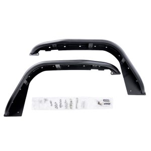 Combat Offrd Fender Flare, Full Assault, Flat Style, 9 Inch Tire Coverage, Black, Aluminum, Set of 2 – 25-1076