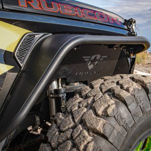 Combat Offrd Fender Flare, Full Assault, Flat Style, 9 Inch Tire Coverage, Black, Aluminum, Set of 2 – 25-1076