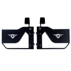 Combat Offrd Door, Mission, Tubular Lower Half, Powder Coated, Black, Steel, Set of 2 – 35-1046