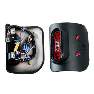 Combat Offrd Tail Light Assembly, Tail Gunner Armor, Clear/ Red Lens, Powder Coated Black Aluminum Housing, LED, White Bulb, Set of 2 – 35-1050
