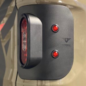 Combat Offrd Tail Light Assembly, Tail Gunner Armor, Clear/ Red Lens, Powder Coated Black Aluminum Housing, LED, White Bulb, Set of 2 – 35-1050
