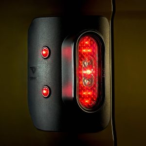 Combat Offrd Tail Light Assembly, Tail Gunner Armor, Clear/ Red Lens, Powder Coated Black Aluminum Housing, LED, White Bulb, Set of 2 – 35-1050