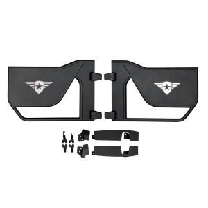 Combat Offrd Door, Mission, Tubular Lower Half, Powder Coated, Black, Steel, Set of 2, With Beauty Panels – 45-1046
