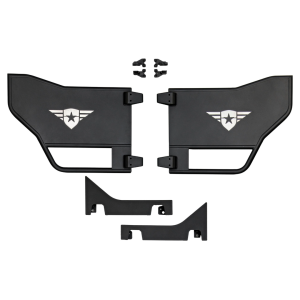 Combat Offrd Door, Mission, Tubular Lower Half, Powder Coated, Black, Steel, Set of 2, With Beauty Panels – 45-1049