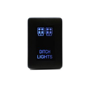 Cali Raised Multi Purpose Switch, On-Off, 12 Volt, For LED Ditch Lights, Rocker, Rectangular, Blue Illumination, Black Housing – CR2384