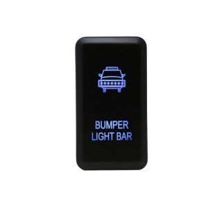 Cali Raised Multi Purpose Switch, 12 Volt, Rocker, Rectangular, Blue Illumination, Black Housing, With Bumper Light Bar Logo – CR2389