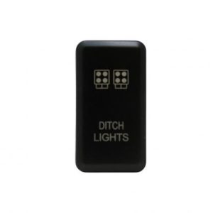 Cali Raised Multi Purpose Switch, On-Off, 12 Volt, Rocker, Rectangular, Amber Illumination, Black Housing, With Ditch Lights Logo – CR2391