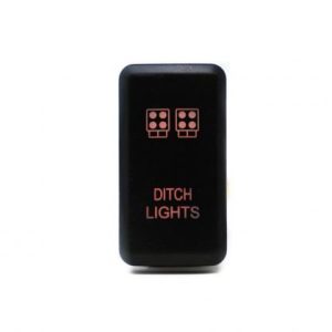 Cali Raised Multi Purpose Switch, On-Off, 12 Volt, Rocker, Rectangular, Amber Illumination, Black Housing, With Ditch Lights Logo – CR2391