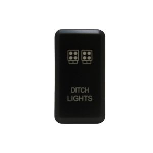 Cali Raised Multi Purpose Switch, On-Off, 12 Volt, Rocker, Rectangular, Blue Illumination, Black Housing, With Ditch Lights Logo – CR2392