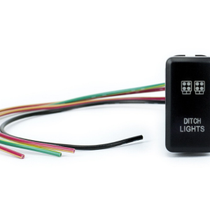 Cali Raised Multi Purpose Switch, On-Off, 12 Volt, Rocker, Rectangular, Blue Illumination, Black Housing, With Ditch Lights Logo – CR2392